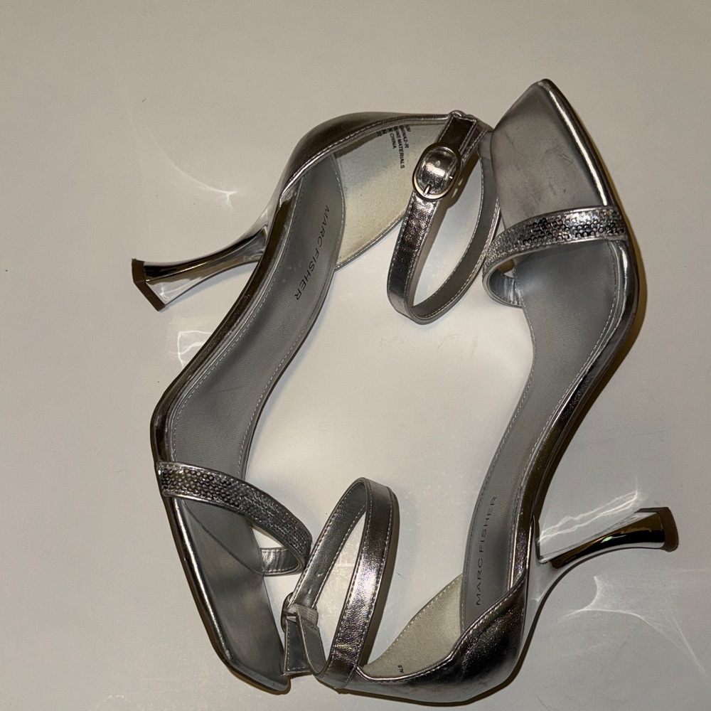 Marc Fisher Metallic Silver Heels - Picture 3 of 5